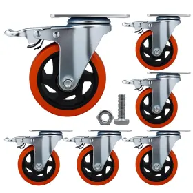 H-001-008 Htudcoue 6 Pcs 4 Inch Heavy Duty Casters With Brake And Swivel Locking Load