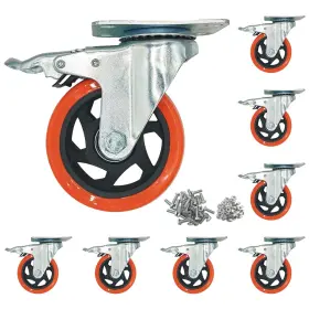 H-006 Htudcoue 8 Pcs 4 Inch Heavy Duty Casters With Brake And Swivel Locking Load