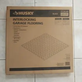 312505865 Husky 822384242414 6-pk Garage Flooring Tile Pvc Black 18x18 In Interlocking