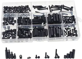 Hvazi 701988851201 260pcs M3 Male Female Nylon Hex Spacer Standoff Screw 260pcs/m3 Black