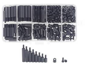 Hvazi 701988851584 320pcs M2.5 Nylon Hex Spacer Standoffs Screws Nuts Assorted Black