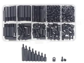 Hvazi 701988851584 320pcs M2.5 Nylon Hex Spacer Standoffs Screws Nuts Assorted Black