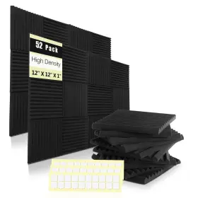 Hwliyutai 691308774740 52 Pack Acoustic Panels 1 X 12 Inches - Studio Foam Wedges High Density