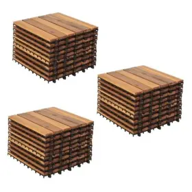 Wf27-6s I-vties Wood Interlocking Deck Tiles 27 Pack 12 Inch X 6 Slats/27 Pcs Natural
