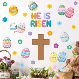 Ar1704uvt Iarttop Happy Easter Wall Stickers Decor For Kids Room Religious Cross He