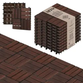Idzo 810073386822 Interlocking Deck Tiles - 10pcs Waterproof Acacia Wood Patio Flooring