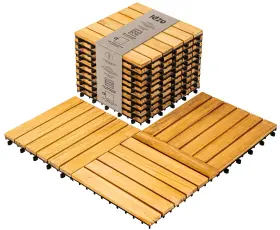 Idzo 810140954633 Set Of 10 Premium Teak Deck Tiles Distinctive Wood Flooring With I