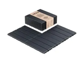 Idzo 810151673929 Plastic Interlocking Deck Tiles - 9 Dark Grey 4 Slats Stripe Pattern