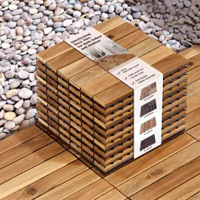 Idzo 810151674742 Interlocking Deck Tiles 10pcs Waterproof Acacia Wood Patio Durable