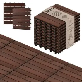 Idzo 810165147195 Interlocking Deck Tiles - 10pcs Waterproof Acacia Wood Patio Floor Til