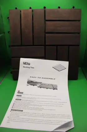 J06p Idzo Interlocking Deck Tiles - 10pcs Waterproof Acacia Wood Patio