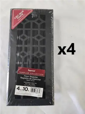 Rg3404 Imperial 063467889779 Lot Of 4 Cast Iron Floor Register Matte Black Inch X 10 New