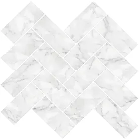 Nh2358 In Home 091212257306 Herringbone Carrara Peel Stick Backsplash Tiles White And Off-white