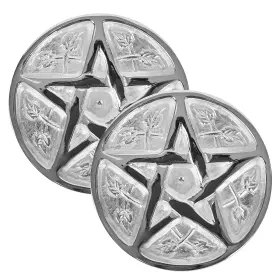 G04-ap2 Incense Garden Altar Tile Silver Plated Round - 2 Pack 3 Inches Pentagram