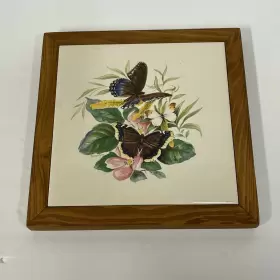 96627 Incepa Ceramic Pottery Tile Brazil Framed Holmes Gray Butterflies Butterfly 96627 Incepa Ceramic Pottery Tile Brazil Framed Holmes Gray Butterflies Butterfly