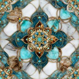 Iohefy Ss419 10 Pcs Floor Tiles Self Adhesive 12x12 Inch Teal White Brown Vinyl Floral