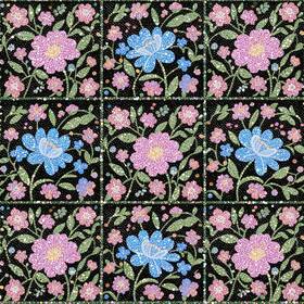 Ivn Ip256180767fl 10pcs 12x12 Inch Blue Pink Floral Grid Pattern Peel And Stick Floor Tiles