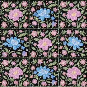 Ip256180767fl Ivn 10pcs 12x12 Inch Blue Pink Floral Grid Pattern Peel And Stick Floor Tiles