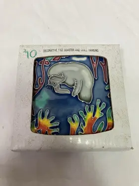 Jnt-46b Jaco Decorative Ceramic Wall Art Tile 4x4 Backsplash Gift Manatee Hand Painted