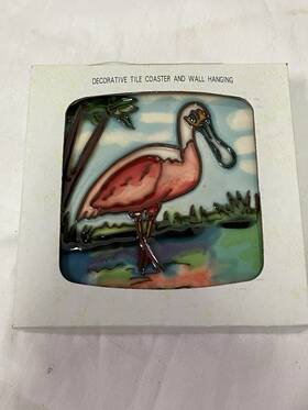 Jaco Jt-28b Decorative Ceramic Wall Art Tile 4x4 Backsplash Gift With Stand Spoonbill