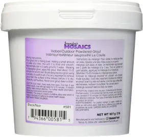 Jennifers Mosaics 313112824809 Black Powdered Sanded Grout - 2 Lbs