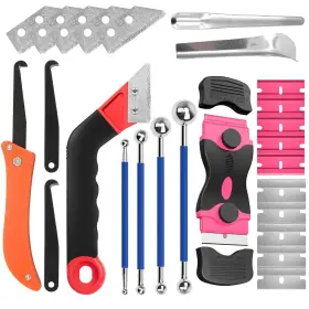 Jia25-14181404a Jiahuili Grout Removal Tool Kit And Razor Scraper Set - 26pc Professional Tile Cleaning