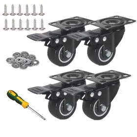 Jieyuan 768771849357 2.5 Inch Heavy Duty Swivel Casters With Brake - Locking Wheels Screws And To