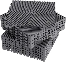 Jocoevol 978553444616 12-pcs Interlocking Tile 12 Inch X Indoor/outdoor Self-drainage 12-pack Grey