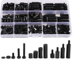 Jucoan J-nylonhexspacerstandoff-380p 380 Pcs M3 Nylon Standoff Kit Male Female Hex One Size Black