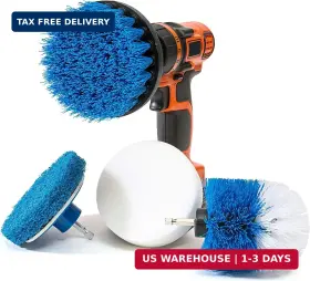Juka Innovations Corporation 651628811334 Revoclean 4 Piece Scrub Brush Power Drill Attachments-all Purpose Time Saving Ki
