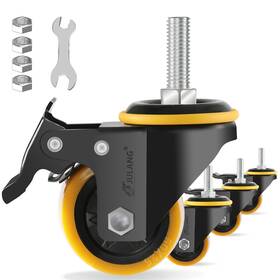 Julang Jl-0011 2 Inch Caster Wheels 3/8 Threaded Stem Casters Set Of 4 Heavy Duty 580 Lbs 3