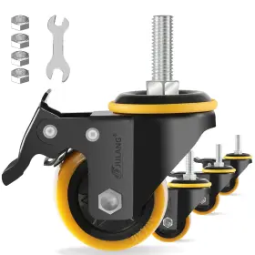 Jl-0011 Julang 2 Inch Caster Wheels 3/8 Threaded Stem Casters Set Of 4 Heavy Duty 580 Lbs 3