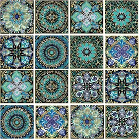 Ly050 Kakofaci 16 Pcs 6x6 Inch Mandala Decorative Tile 6 X In Green Ly050 Kakofaci 16 Pcs 6x6 Inch Mandala Decorative Tile 6 X In Green