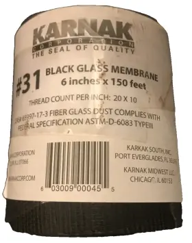 31-06b Karnak 6-inch X 150 Feet Black Fiberglass Membrane