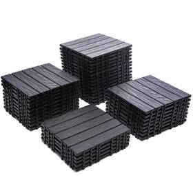 Keiki 786505203541 76 Pcs 11.42 Inch X Plastic Interlocking Deck Tiles Patio Flooring Al