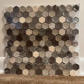 Tdh30mo Kensington Hexagon Mosaic Tile Sheet Backsplash Stone Brown Mix 11.8 Inch X