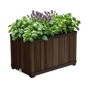 Keter 262605 Signature 21.7 Inch Tall Rectangular Large Wood 37 Gallon Rosewood