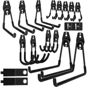 Kiwdzfu 744110862959 6 Inch H Black Steel 77 Lb. Load Capacity Double Hook For Hanging Bike Ladder An