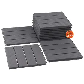 Kubvici 313106838850 Interlocking Deck Patio Tiles Waterproof Plastic Flooring Covering All Weather