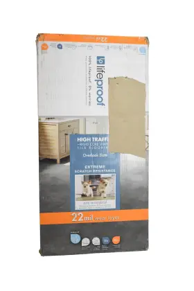 Lifeproof 088969130358 High Traffic Rigid Core Vinyl Flooring Overlook Slate 22mil 9 Tiles