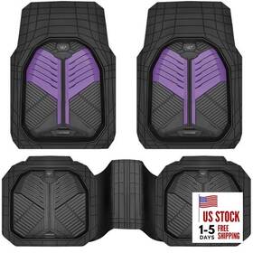 Lj Jd012s3-pl0-3p Heavy Duty Rubber Car Mats Deep-dish Floor All Black And Purple