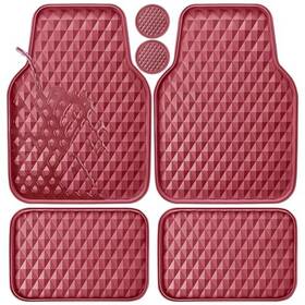 Lj Jd777x-rd3zz-2p 4p80 Deep Dish Rubber Car Floor Mats All Weather Protection - Heavy Full Set Red