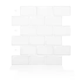 Longking 313030634658 Subway White Peel And Stick Backsplash Tiles Vinyl /gel Mosaic 12 Inch X In