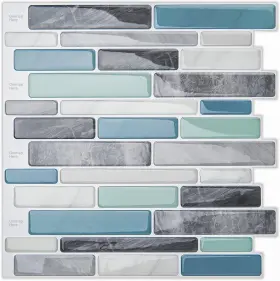 Lka1276 Longking Self-adhesive Kitchen Backsplash Marble Look Decorative Tiles 10 Tile