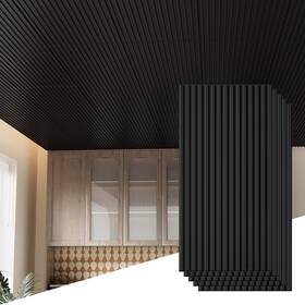 Looyee 762239799789 24 Pcs Slat Design Ceiling Tiles 2x4 Ft Pvc Drop For Interior