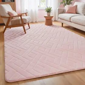 Smrdt-pk57 Macgace Ultra Soft Pink Area Rug For Living Room 5x7 Modern Geometric Shag Rugs With