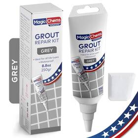 Magic Chems 445008619657 Tile Grout Repair Grey 8.8 Oz/250gr. Fast Drying Kit Filler