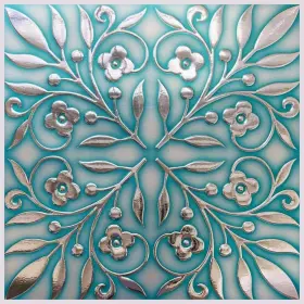 Main Street 816976033658 8 Inch X Removable Stick Paper Teal And Silver Leaves Foil Peel 24 Pack N