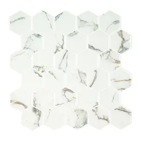 Swm-pns-carwhi2hexpk4 Mainstays 10 Inx In White Marble Hexagon Peel And Stick Mosaic Wall Tile 2.72 Sqft / Pack