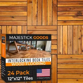 6slatparent Majestick Goods Interlocking Deck Tiles Snap Together Wood Flooring - 12 X Acacia Hardwood 6slatparent Majestick Goods Interlocking Deck Tiles Snap Together Wood Flooring - 12 X Acacia Hardwood